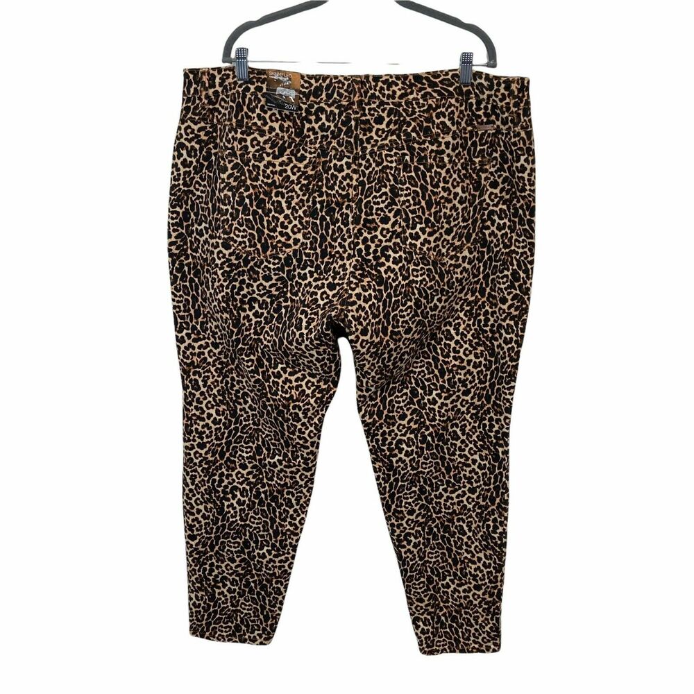 INC Leopard  Jean Pants Women's Tan Black Print Tummy Control Stretch size 20W